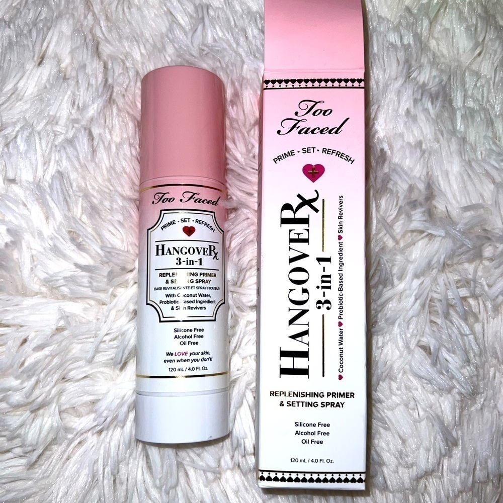 NIB Too Faced Hangover 3 in 1 Replenishing Primer & Setting Spray Full Size